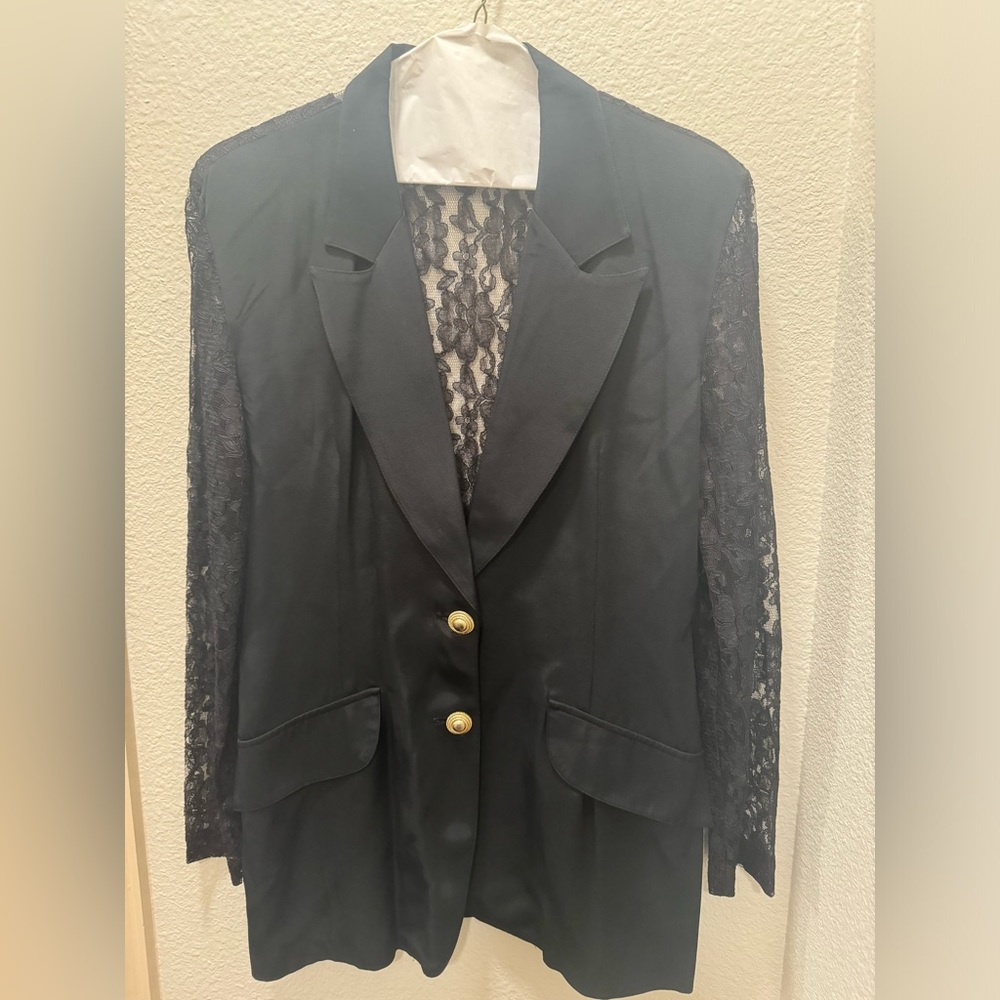 Vintage black lace suit jacket